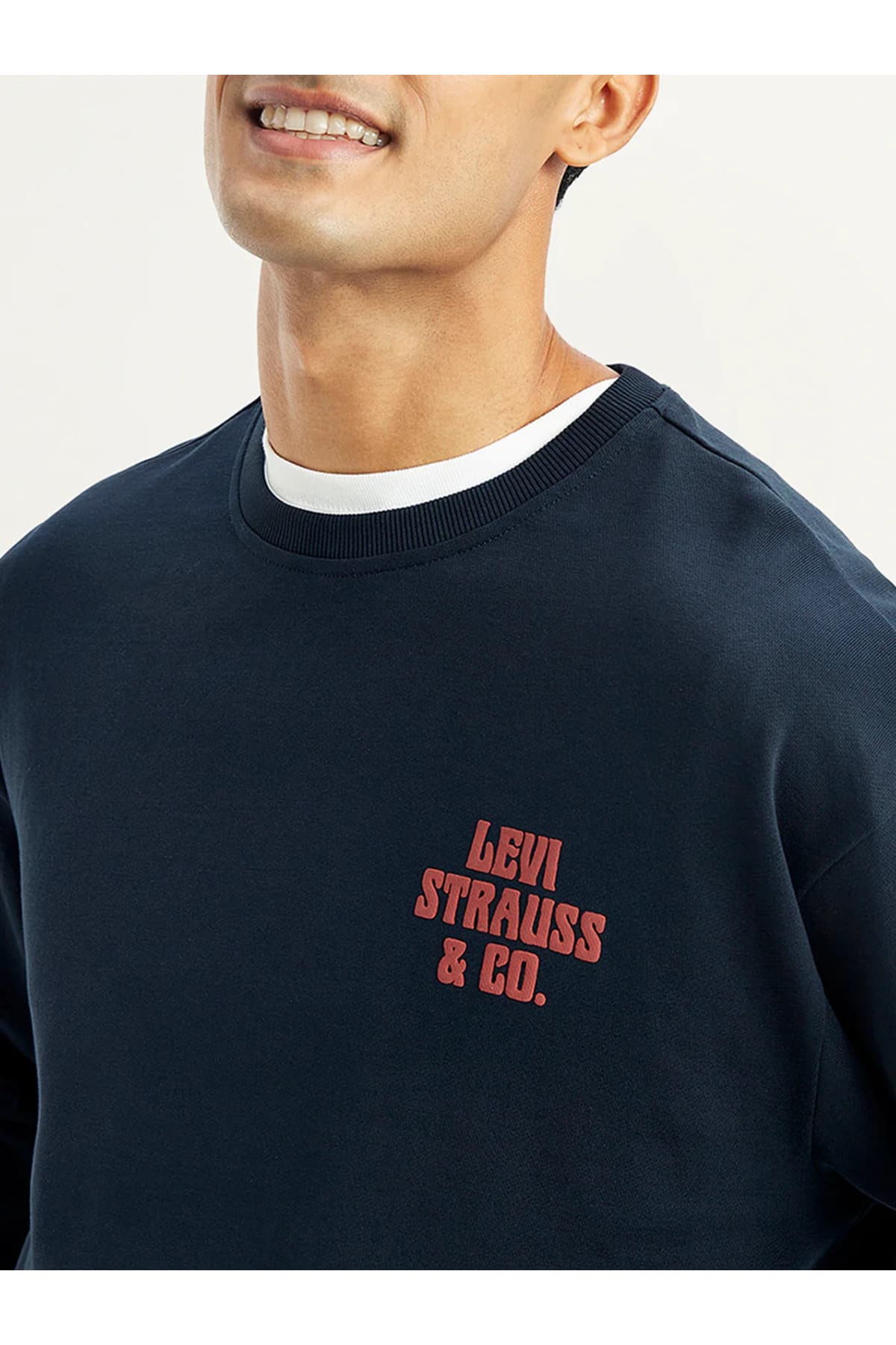 سویشرت لیوایز مردانه پاموک آبی سرمه ای راسته Relaxed/ریلکس آستین بلند Daily/روزانه | Levi’s 59638-0297 IN — تصویر ۴