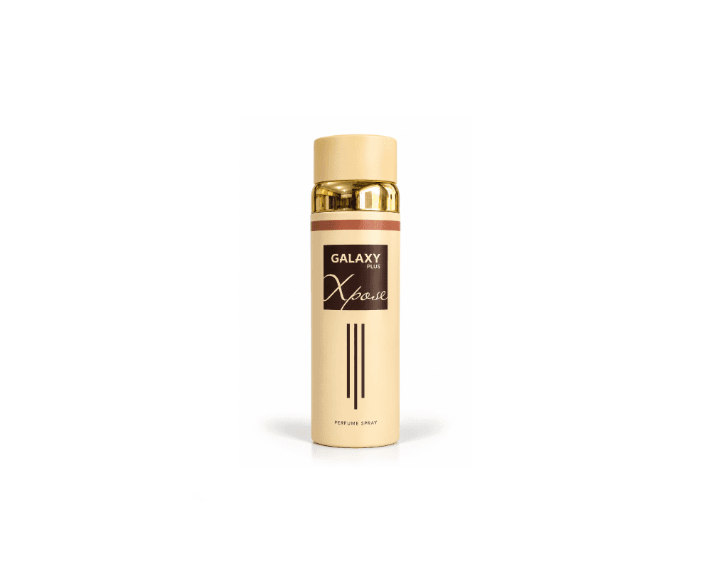 اسپری خوشبوکننده بدن گلکسی پلاس Galaxy Plus مدل اکسپوز Xpose کرم طلایی Beige Gold حجم ۲۰۰ میلی لیتر | اسپری عطری Perfume Spray