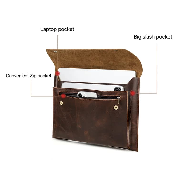 کیف تبلت چرم طبیعی مدل Tablet Bag 27 | سیلوا چرم — تصویر ۸
