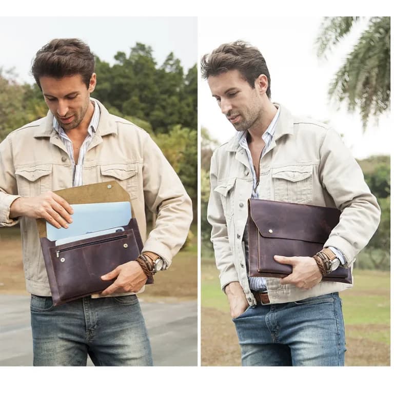 کیف تبلت چرم طبیعی مدل Tablet Bag 27 | سیلوا چرم — تصویر ۵