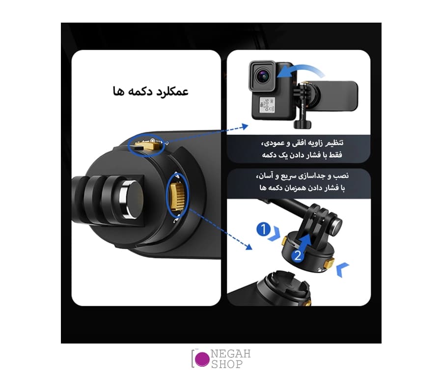 گیره مگنتی اتصال دوربین ورزشی به کوله پشتی پلوز Puluz PU1055B — تصویر ۶