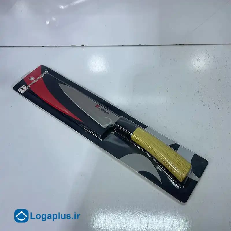 چاقوی آشپزخانه استیل برند Ying Guns با دسته طرح چوب — تصویر ۶