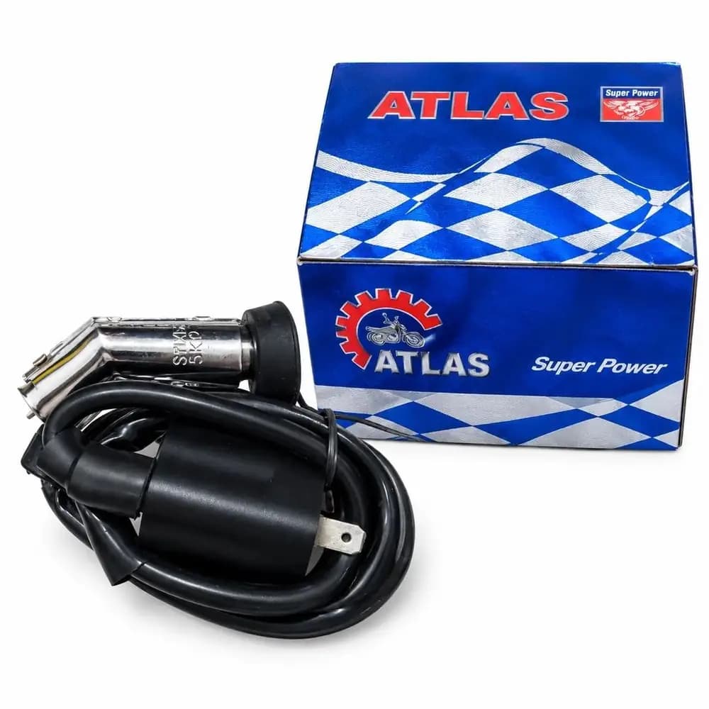 کوئل برق (سوپاپ برق) موتور سیکلت با سرشمع فلزی برند ATLAS اطلس Super Power – کیفیت برتر بازار