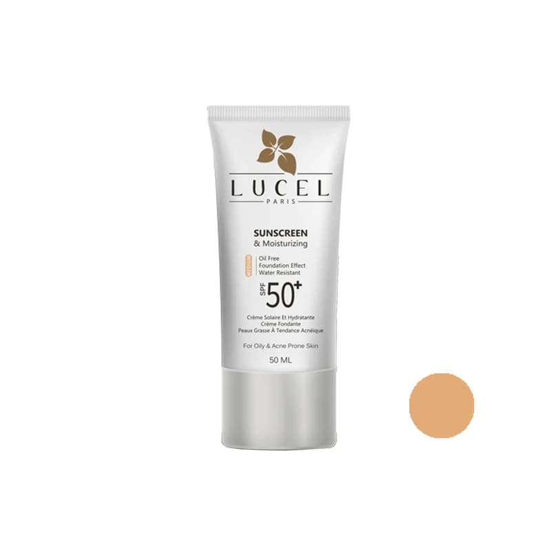 کرم ضد آفتاب و ضد چروک رنگی medium لوسل مدل SPF50 مناسب پوست های چرب حجم 50 میلی لیتر