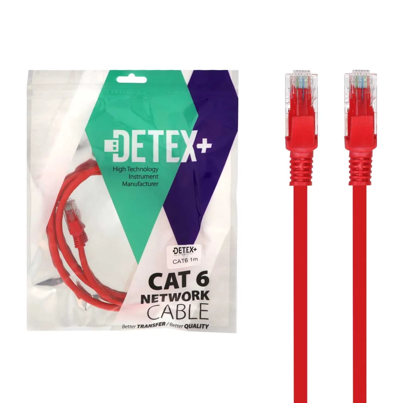 کابل شبکه 1 متری DETEX+ Cat6