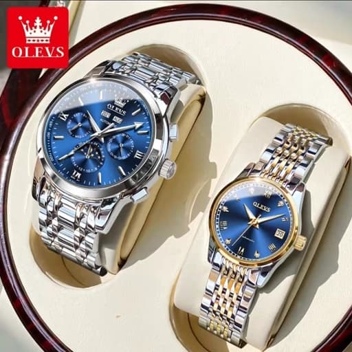 ست ساعت الوز Olevs اتوماتیک 6633 مردانه و 6602 زنانه — تصویر ۴