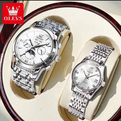 ست ساعت الوز Olevs اتوماتیک 6633 مردانه و 6602 زنانه — تصویر ۲
