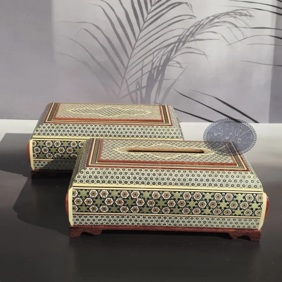 ست جادستمال کاغذی و جا قاشق خاتم آذرخش