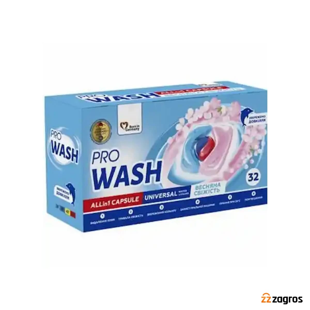 قرص ماشین لباسشویی ژله ای پرو واش PRO WASH Universal Whites Colors بسته 32 عددی
