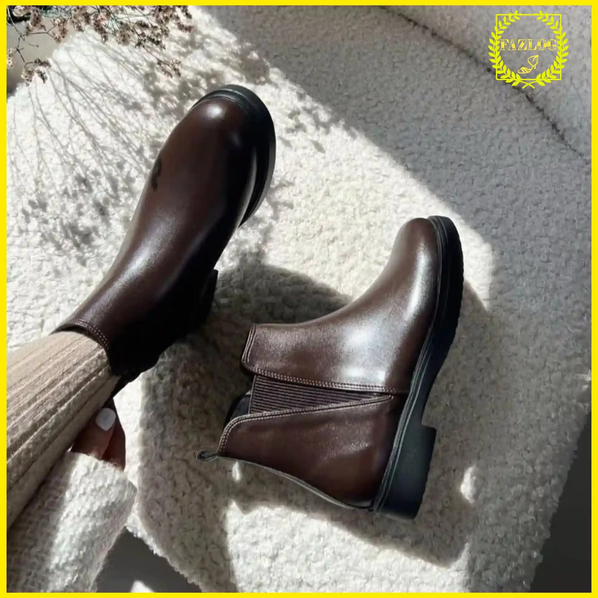 کفش نیم بوت زنانه چلسی زیپی مدل ساق کوتاه — تصویر ۲
