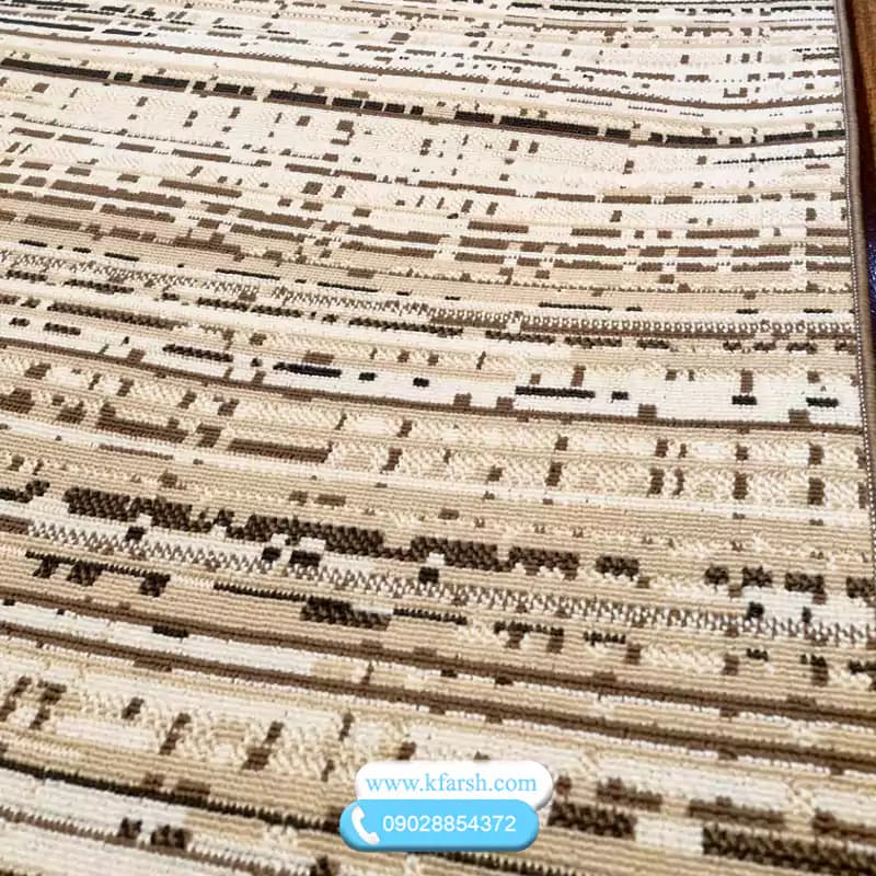 کناره گلیم متری مینیمال کرم قهوه ای کد 914 — تصویر ۳
