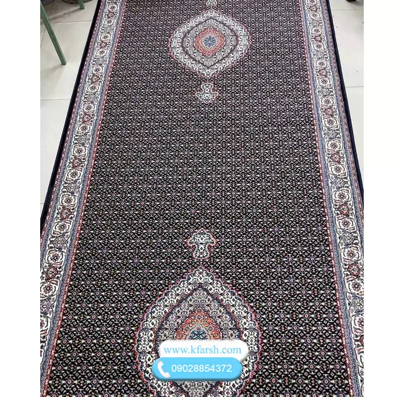 فرش کناره ریز ماهی سرمه ای 700شانه ورژن
