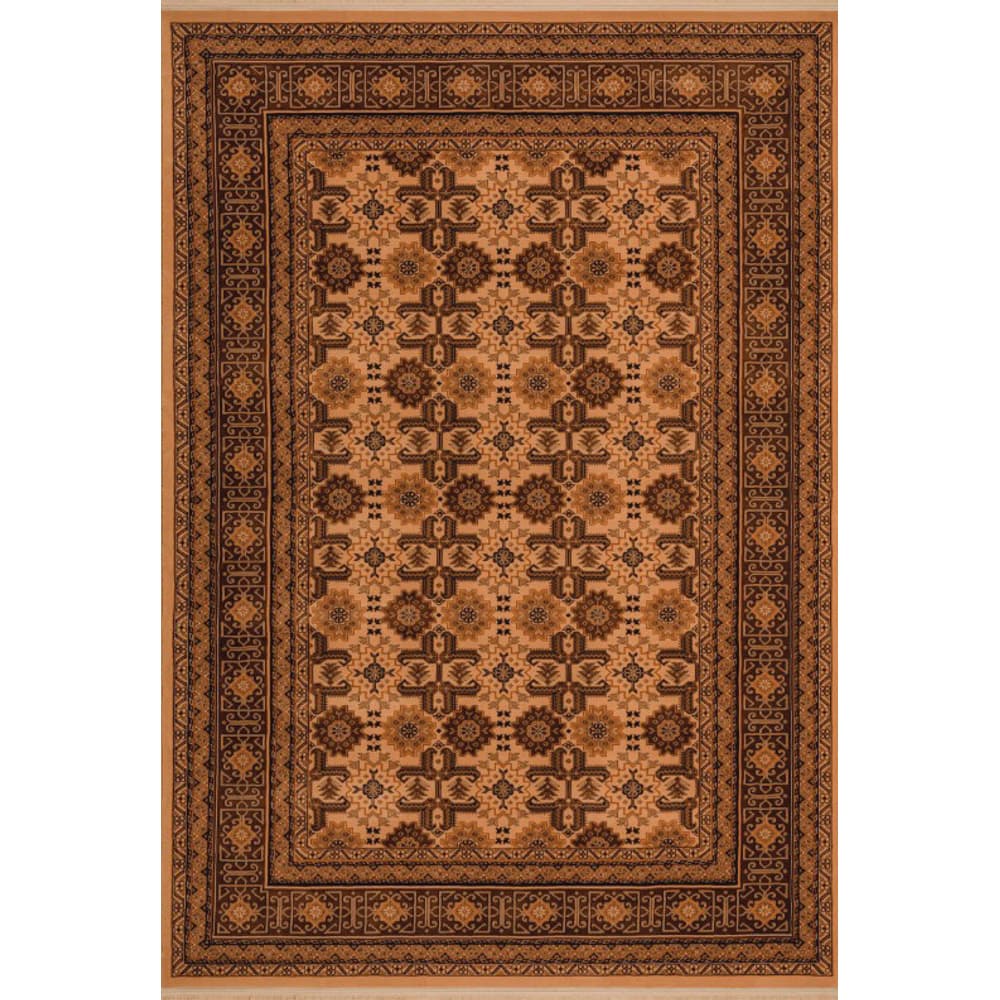 گبه ترکمن خشتی گندمی 700 شانه ماشینی کاشان کد AP1044-4