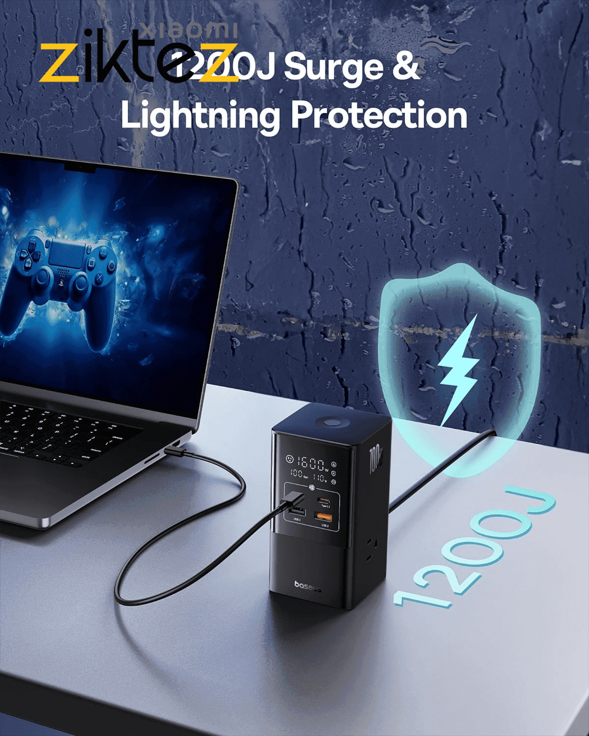 شارژر رومیزی و چند راهی برق بیسوس 100وات Baseus CCGAN100-S3ACJ Powercombo Tower GaN E0002360A113 (اورجینال با گارانتی) — تصویر ۴