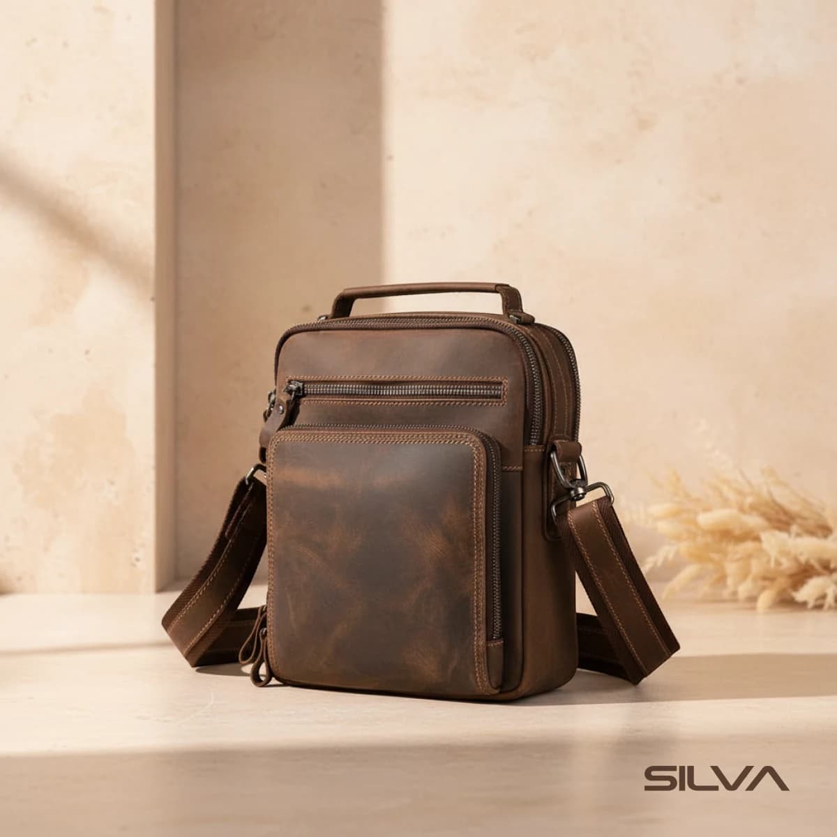 کیف دوشی چرم طبیعی مدل Shoulder Bag 21 | سیلوا چرم