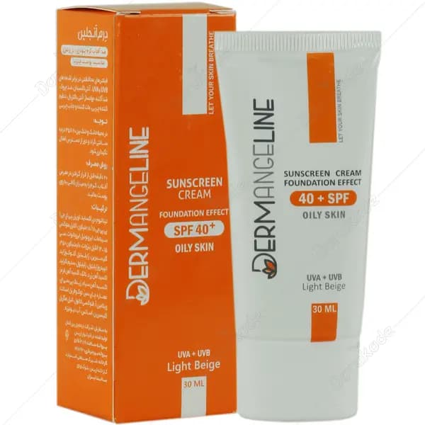 کرم ضدآفتاب کرم پودری SPF40 پوست چرب بژ روشن درم انجلین