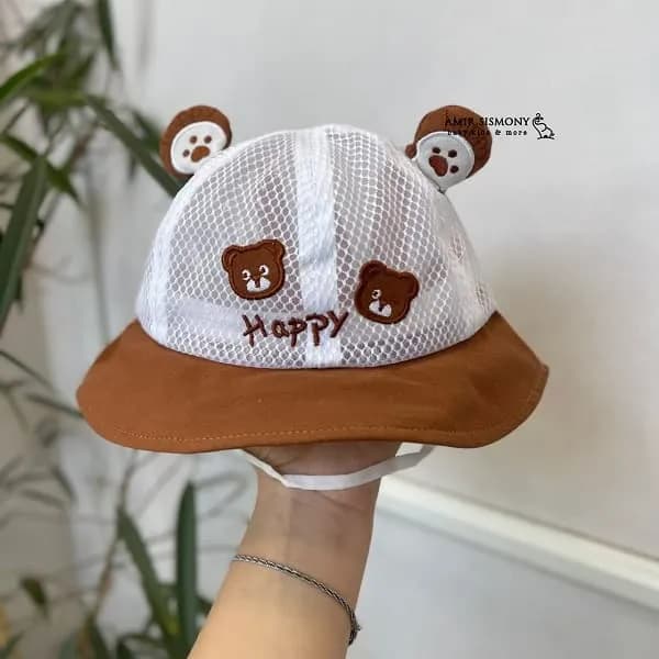 کلاه باکت نوزادی توری خرس HAPPY — تصویر ۳