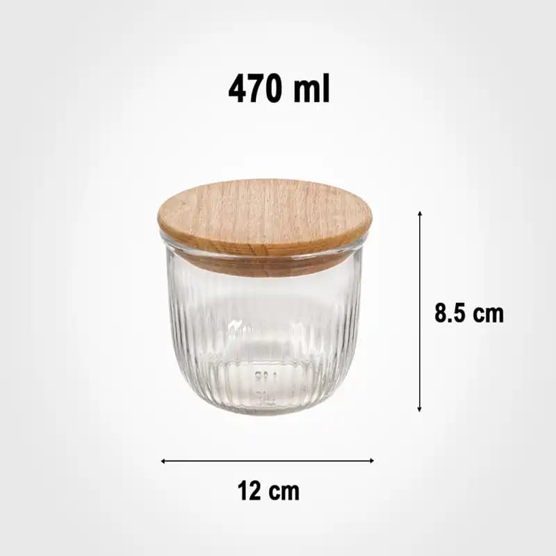 کاسه گرد شیاردار 470 میلی لیتر درب چوبی لیمون کد 217559 — تصویر ۲