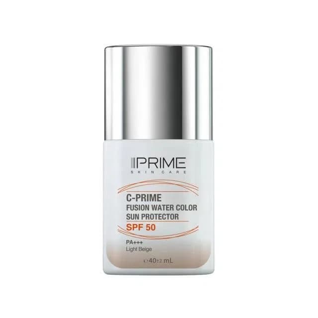 فلوئید ضد آفتاب رنگی پرایم، SPF 50، مدل فیوژن واتر، مناسب انواع پوست با تنالیته روشن و حجم 40 میلی لیتر، محافظتکننده در برابر اشعههای PA++++ ،UVA ،UVB، دارای فرمولاسیون فاقد چربی، ویتامین سی و آنتی — تصویر ۸