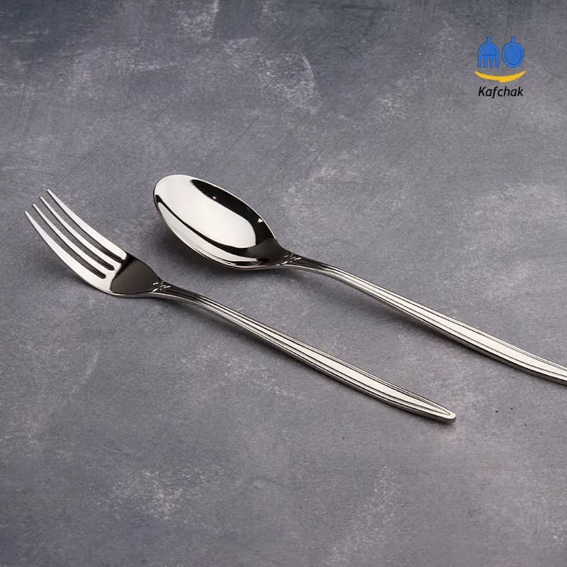 قاشق و چنگال برند SG – مدل ریتا گل دار – استیل براق