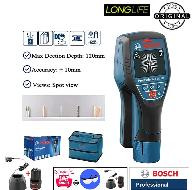 ردیاب دیجیتالی بوش مدل فوق هوشمند D-TECT 120 Professional + Extra Battery 12 V Li — تصویر ۶