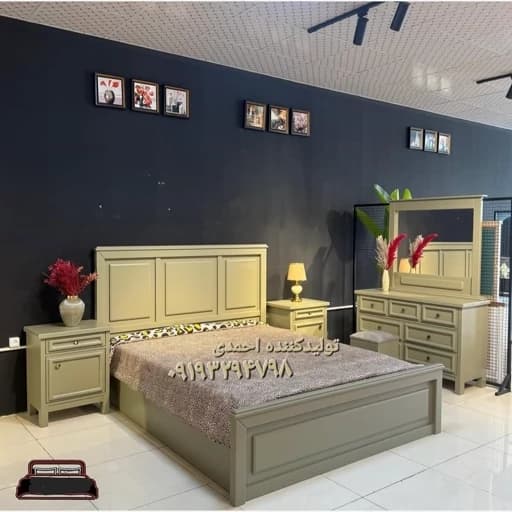 سرویس خواب دونفره سبز کلاسیک مبلمان فرنا مدل 1144880