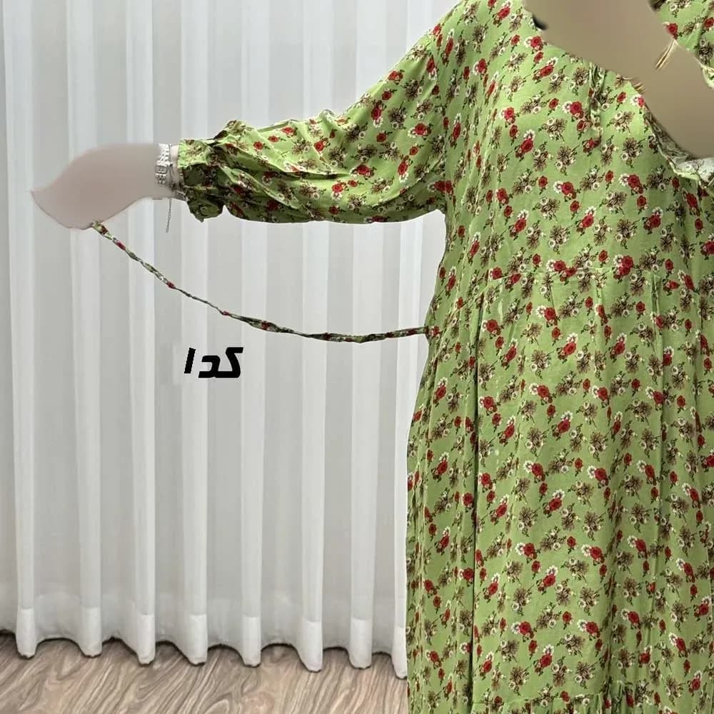 پیراهن ساحلی زنانه نخی فری سایز تا 48 کمربنددار چهارفصل شیک و راحت بدون سایه اندازی — تصویر ۵