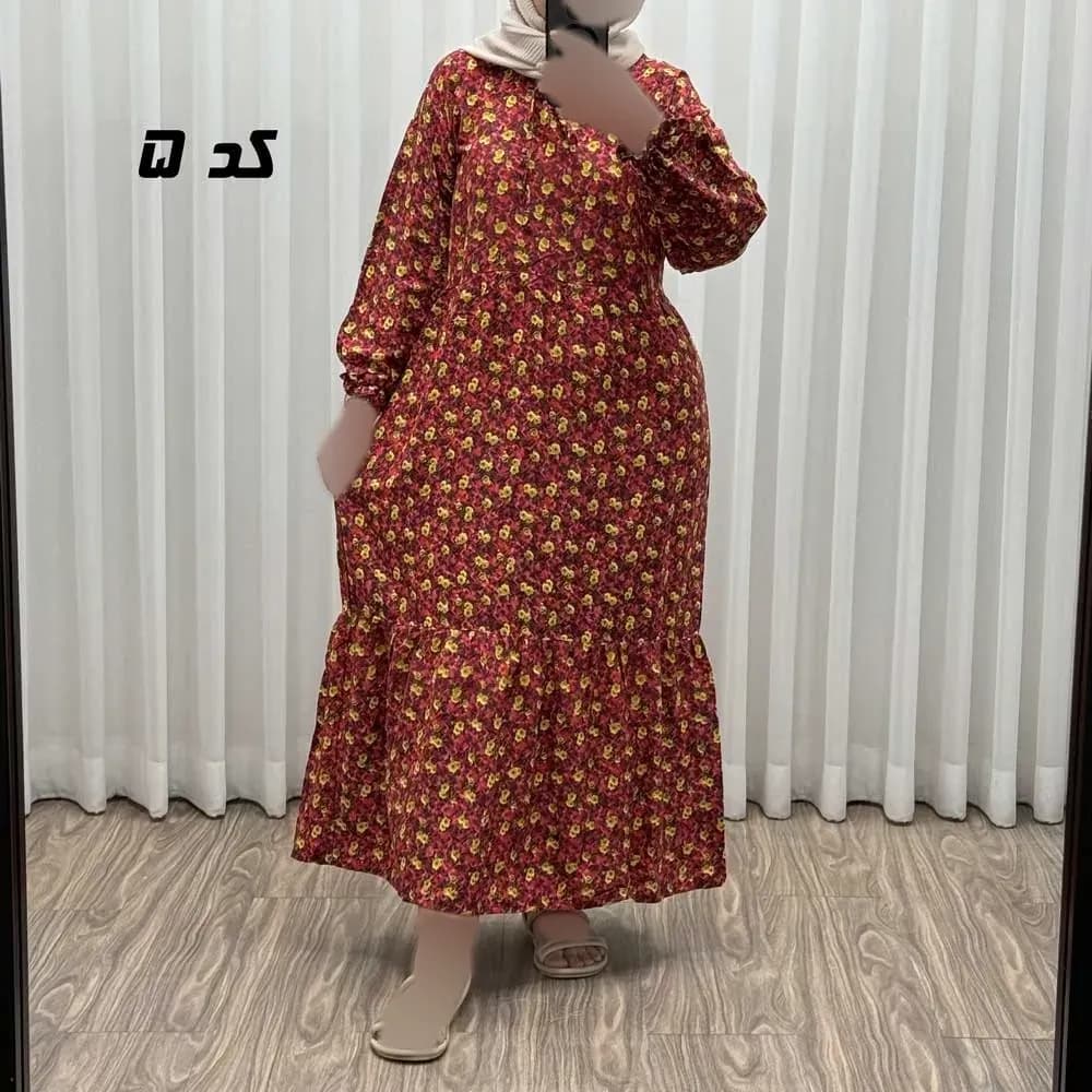 پیراهن ساحلی زنانه نخی فری سایز تا 48 کمربنددار چهارفصل شیک و راحت بدون سایه اندازی — تصویر ۴