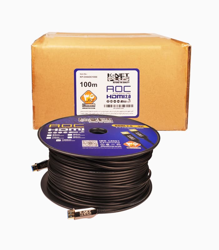 کابل ۲٫۰ HDMI فیبر نوری کی نت پلاس ۱۰۰ متری KP-CHAOC1000 — تصویر ۴