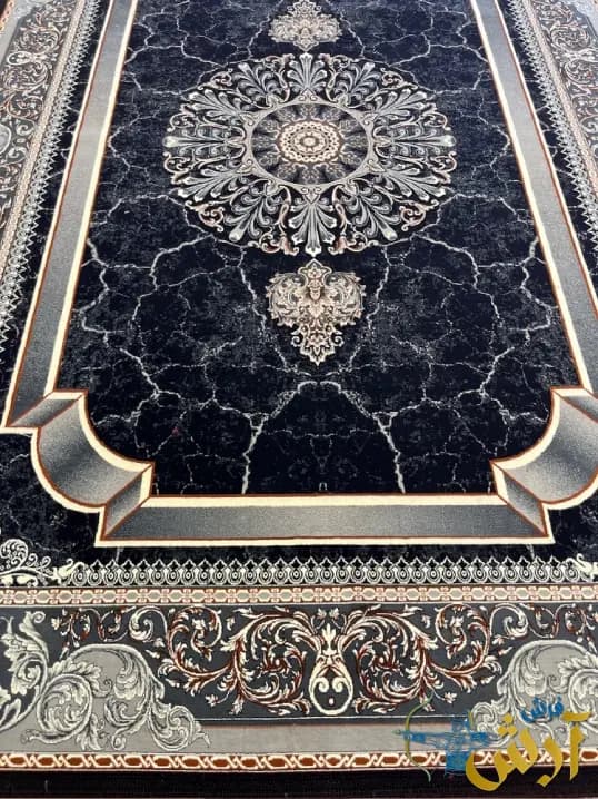 فرش 700 شانه ارزان قیمت سرمه ای طرح بنیتا — تصویر ۳