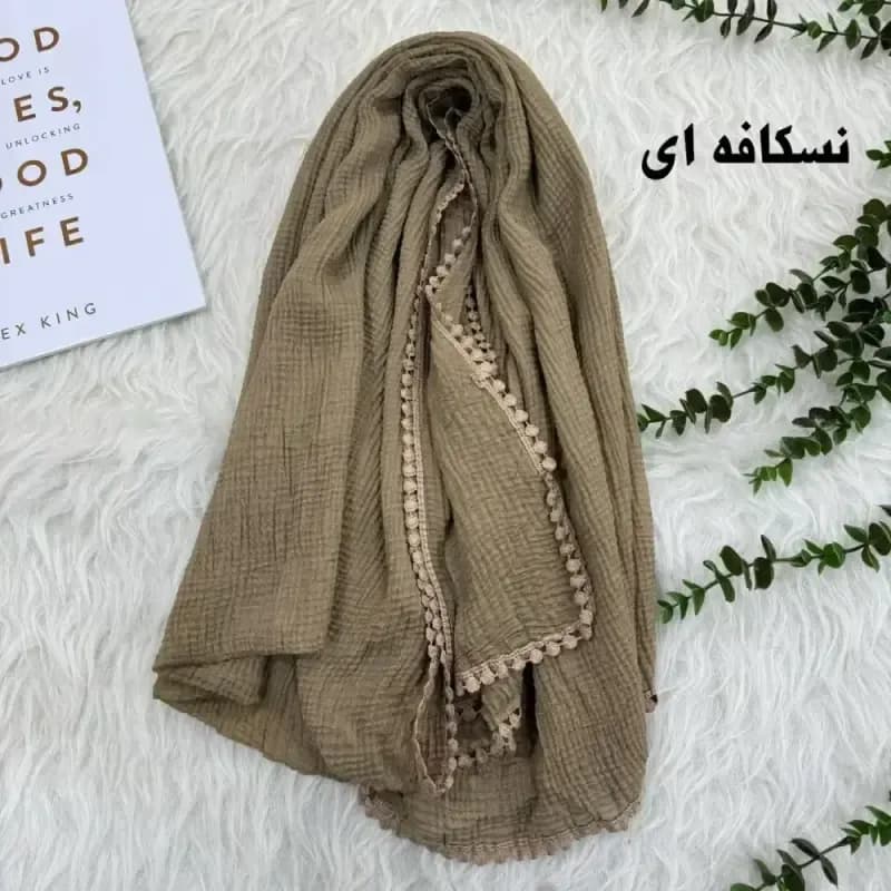 شال نخی ساده دور عدسی مناسب روزمره قواره 200 در 85 سانت — تصویر ۳