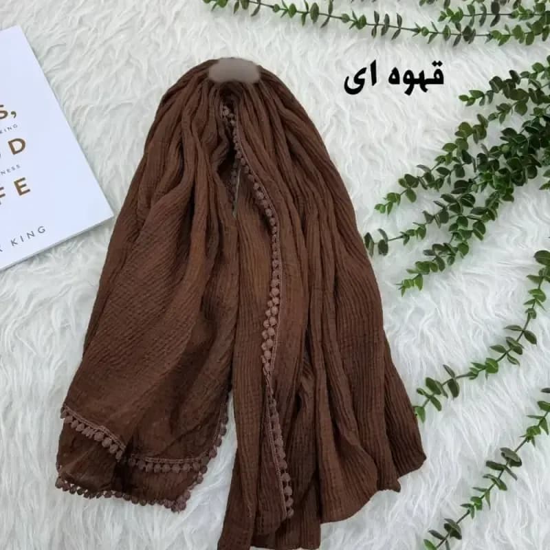 شال نخی ساده دور عدسی مناسب روزمره قواره 200 در 85 سانت — تصویر ۵