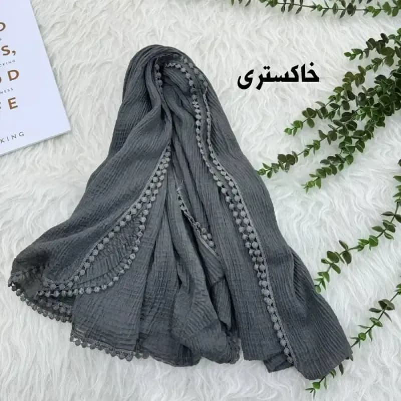 شال نخی ساده دور عدسی مناسب روزمره قواره 200 در 85 سانت — تصویر ۲