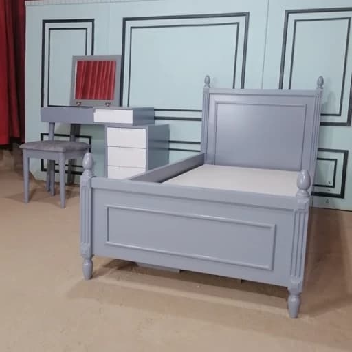 تخت خواب یک نفره دخترانه و میز آرایش مبلمان فرنا مدل 1144798