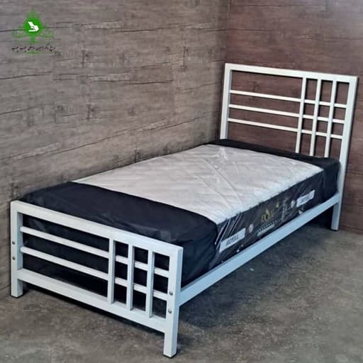 تخت خواب یک نفره فلزی مدل رئال بدون کشو بدون تشک مبلمان فرنا مدل 1144755