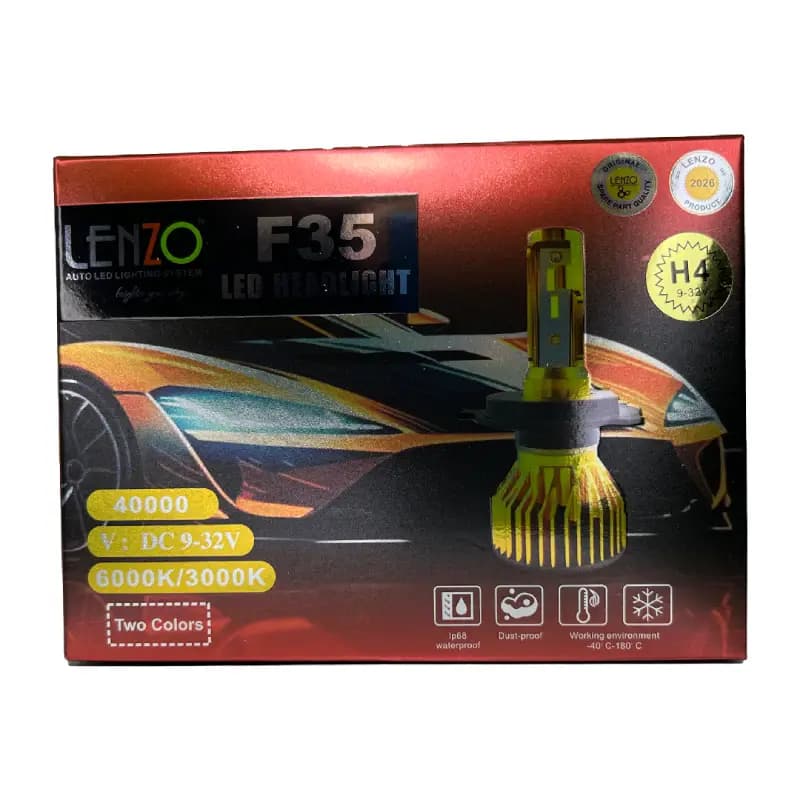 هدلایت LENZO مدل F35 دورنگ پایه H4 — تصویر ۲