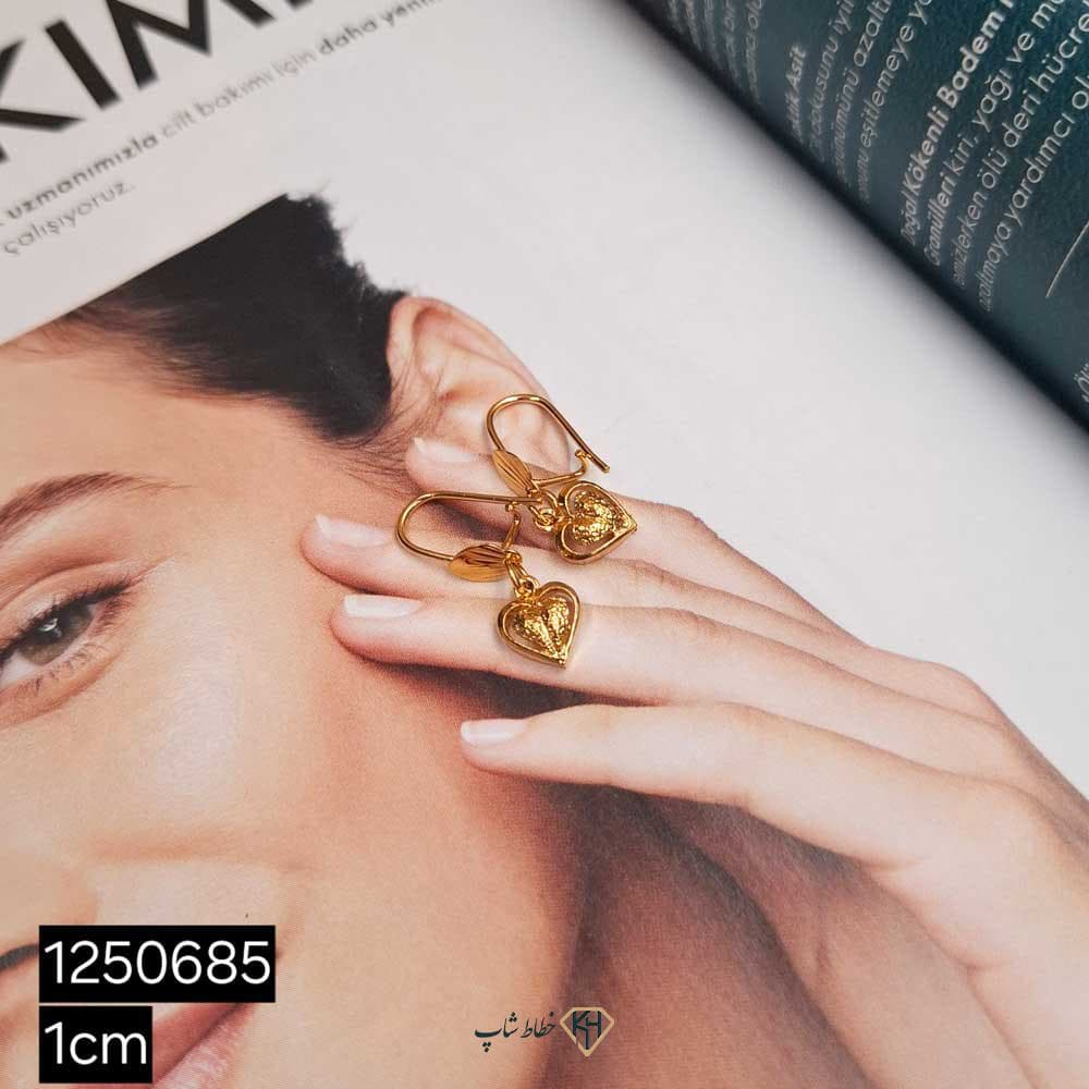 گوشواره CityGold بچگانه قلبی وسط قلب طرح2 (6جفتی) — تصویر ۲