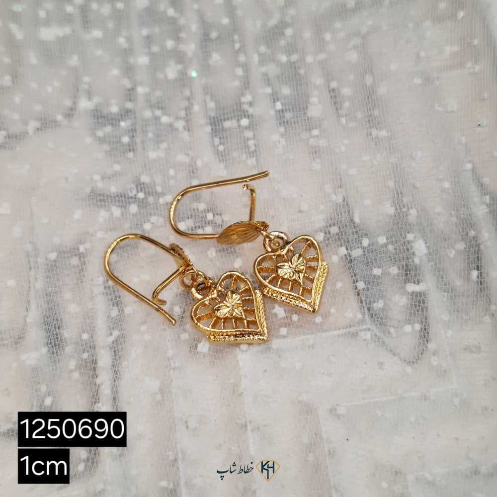 گوشواره CityGold بچگانه قلبی وسط قلب دورمشبک — تصویر ۳