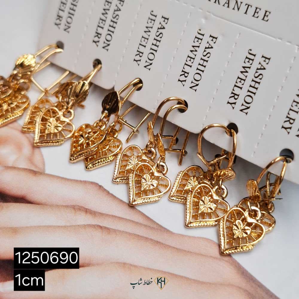 گوشواره CityGold بچگانه قلبی وسط قلب دورمشبک — تصویر ۲