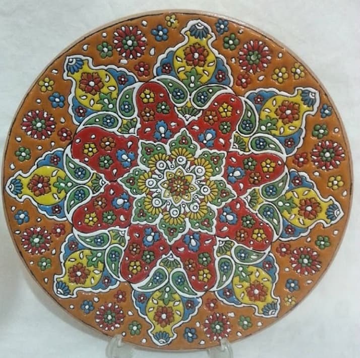 بشقاب میناکاری سفالی سی سانتی کد 10990