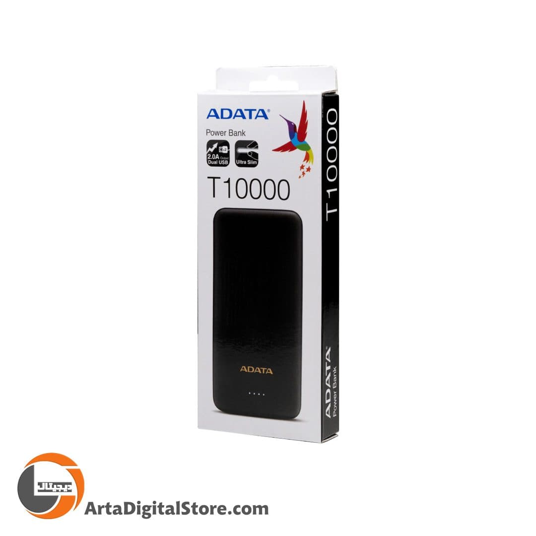 پاور بانک فست شارژ ای دیتا ADATA 10000mAh T10000 10W Power Bank Black — تصویر ۳