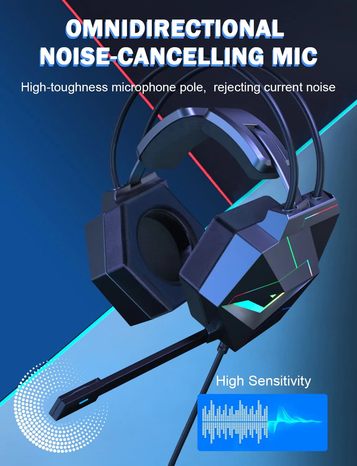 هدست گیمینگ اونیکوما RGB Onikuma X20 Noise Cancelling — تصویر ۴