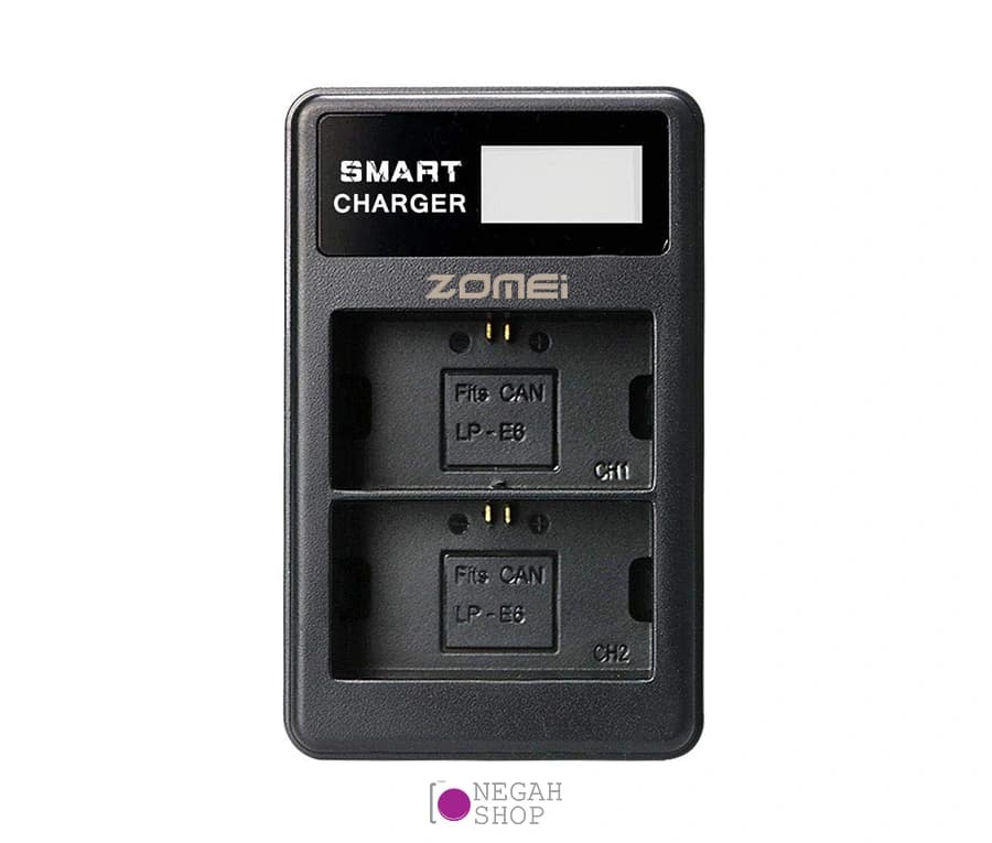 شارژر دوبل باتری Zomei LP-E6 مدل LCD USB Type C / Micro — تصویر ۲