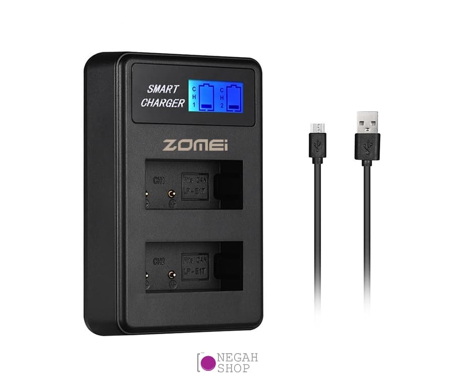 شارژر دوبل باتری Zomei LP-E17 مدل LCD USB Type C