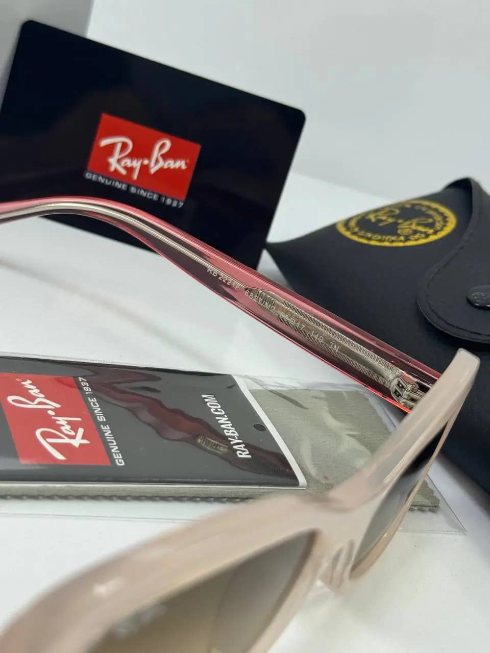 عینک ریبن صورتی عسلی rayban rb-2221 f — تصویر ۴