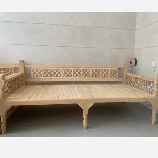 تخت سنتی 2در یک خام و بدون رنگ گره چینی شبکه ای نیمکت سنتی مبل سنتی مبلمان فرنا مدل 1144585