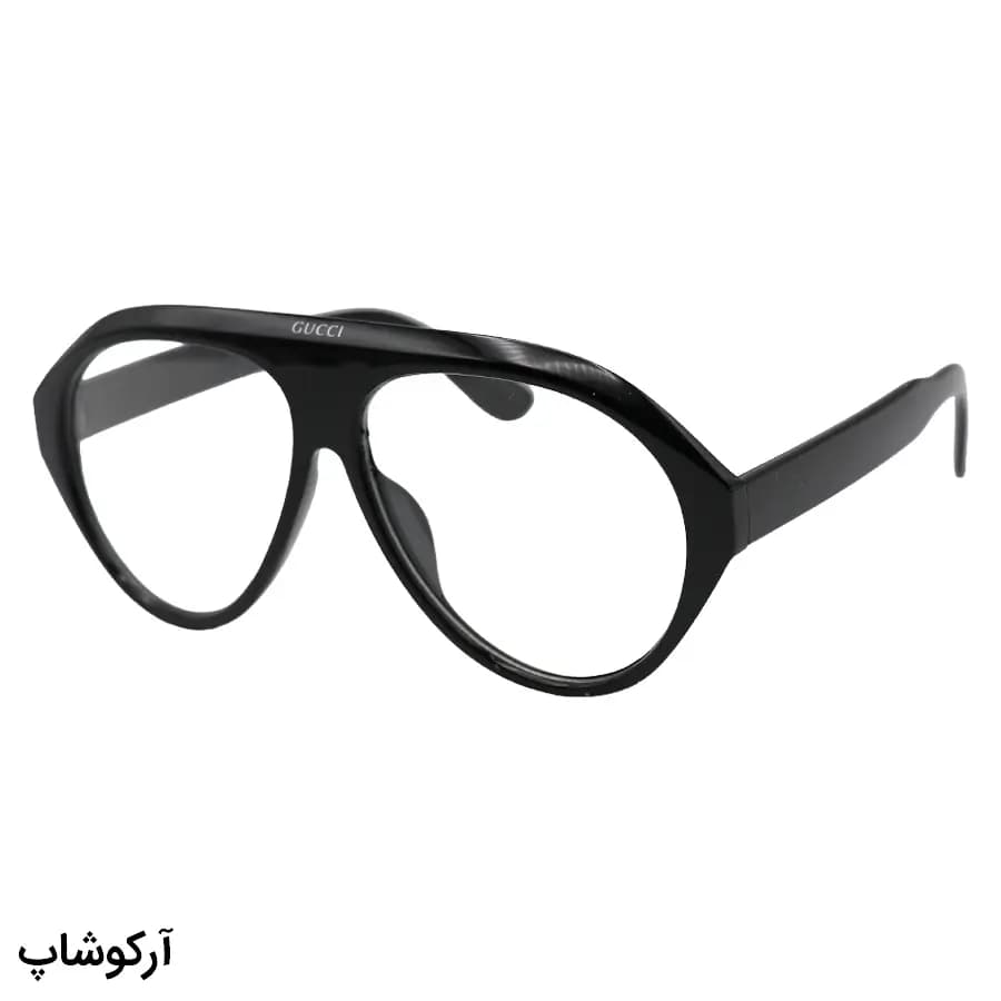 عینک دید در شب ترند GUCCI با فریم شکل خلبانی، رنگ مشکی و لنز بیرنگ و شفاف (بلوکات) مدل ZN3607