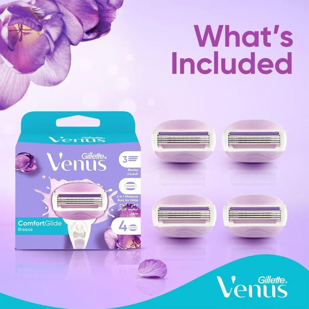 یدک تیغ اصلاح 3 لبه ژیلت VENUS بسته 4 عددی — تصویر ۲