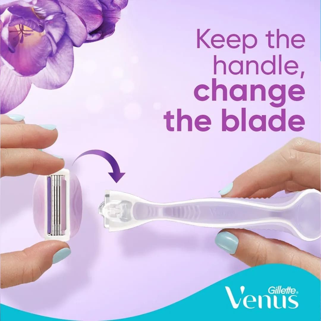 یدک تیغ اصلاح 3 لبه ژیلت VENUS بسته 4 عددی — تصویر ۴