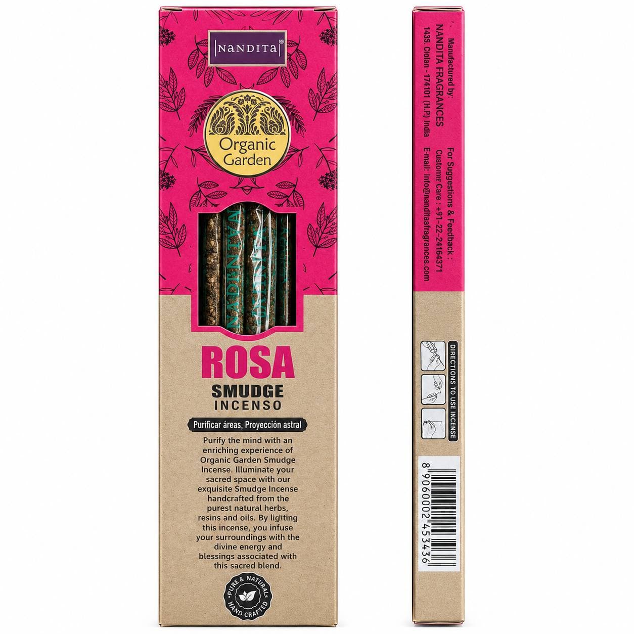 عود دست ساز وارداتی اسماج رز ناندیتا Nandita Organic Garden اورجینال و وارداتی دست پیچ رایحه گل رز — تصویر ۲
